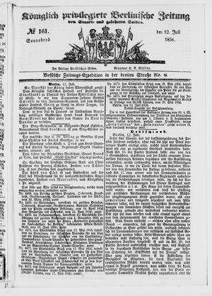 Königlich privilegirte Berlinische Zeitung von Staats- und gelehrten Sachen vom 12.07.1856