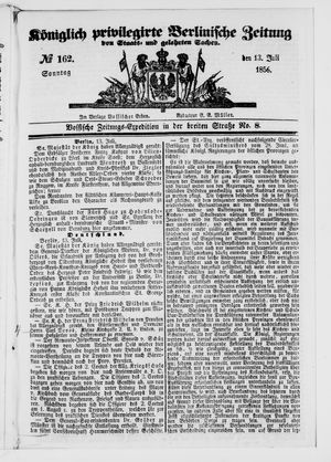 Königlich privilegirte Berlinische Zeitung von Staats- und gelehrten Sachen vom 13.07.1856