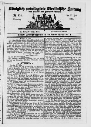 Königlich privilegirte Berlinische Zeitung von Staats- und gelehrten Sachen vom 27.07.1856
