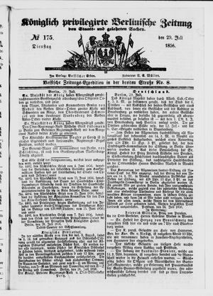Königlich privilegirte Berlinische Zeitung von Staats- und gelehrten Sachen vom 29.07.1856