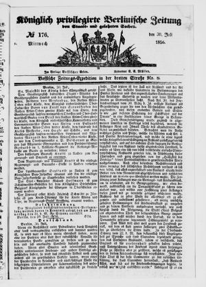 Königlich privilegirte Berlinische Zeitung von Staats- und gelehrten Sachen on Jul 30, 1856