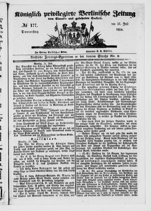 Königlich privilegirte Berlinische Zeitung von Staats- und gelehrten Sachen vom 31.07.1856