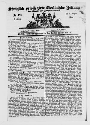 Königlich privilegirte Berlinische Zeitung von Staats- und gelehrten Sachen vom 01.08.1856