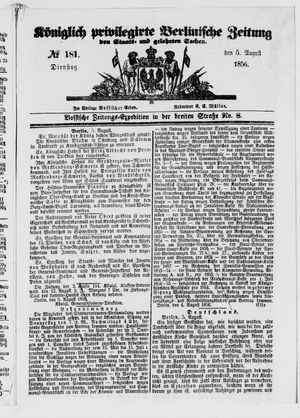 Königlich privilegirte Berlinische Zeitung von Staats- und gelehrten Sachen vom 05.08.1856
