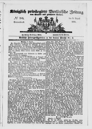Königlich privilegirte Berlinische Zeitung von Staats- und gelehrten Sachen vom 09.08.1856