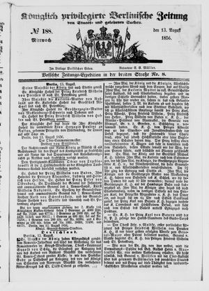 Königlich privilegirte Berlinische Zeitung von Staats- und gelehrten Sachen vom 13.08.1856