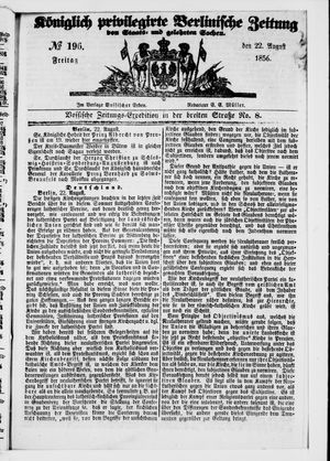 Königlich privilegirte Berlinische Zeitung von Staats- und gelehrten Sachen vom 22.08.1856