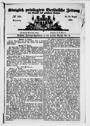 Königlich privilegirte Berlinische Zeitung von Staats- und gelehrten Sachen on Aug 24, 1856