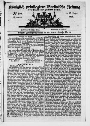 Königlich privilegirte Berlinische Zeitung von Staats- und gelehrten Sachen vom 27.08.1856
