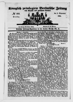 Königlich privilegirte Berlinische Zeitung von Staats- und gelehrten Sachen vom 02.09.1856