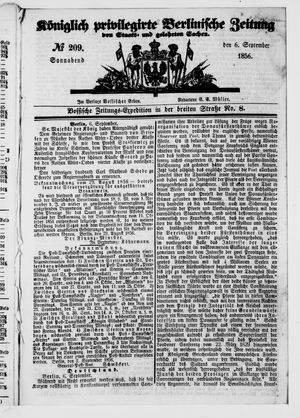 Königlich privilegirte Berlinische Zeitung von Staats- und gelehrten Sachen vom 06.09.1856