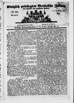 Königlich privilegirte Berlinische Zeitung von Staats- und gelehrten Sachen vom 10.09.1856