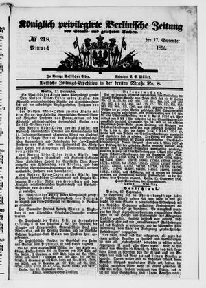 Königlich privilegirte Berlinische Zeitung von Staats- und gelehrten Sachen vom 17.09.1856