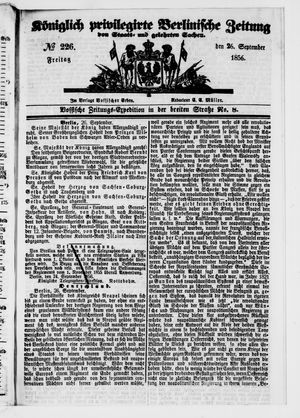 Königlich privilegirte Berlinische Zeitung von Staats- und gelehrten Sachen vom 26.09.1856