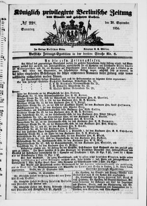 Königlich privilegirte Berlinische Zeitung von Staats- und gelehrten Sachen vom 28.09.1856