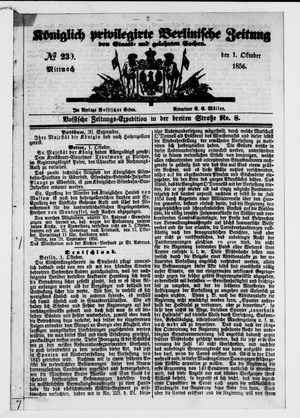 Königlich privilegirte Berlinische Zeitung von Staats- und gelehrten Sachen on Oct 1, 1856