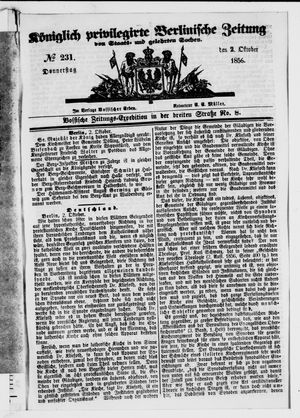 Königlich privilegirte Berlinische Zeitung von Staats- und gelehrten Sachen vom 02.10.1856