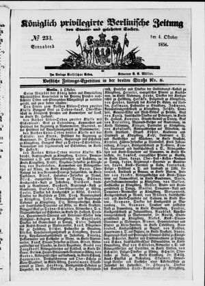 Königlich privilegirte Berlinische Zeitung von Staats- und gelehrten Sachen vom 04.10.1856