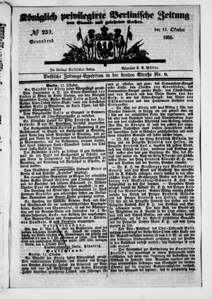 Königlich privilegirte Berlinische Zeitung von Staats- und gelehrten Sachen vom 11.10.1856