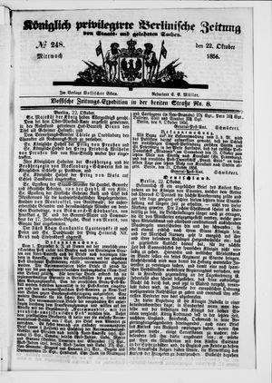 Königlich privilegirte Berlinische Zeitung von Staats- und gelehrten Sachen vom 22.10.1856