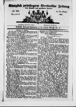 Königlich privilegirte Berlinische Zeitung von Staats- und gelehrten Sachen vom 25.10.1856