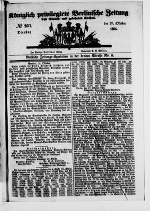 Königlich privilegirte Berlinische Zeitung von Staats- und gelehrten Sachen vom 28.10.1856