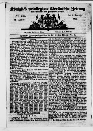 Königlich privilegirte Berlinische Zeitung von Staats- und gelehrten Sachen vom 01.11.1856