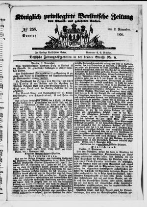 Königlich privilegirte Berlinische Zeitung von Staats- und gelehrten Sachen vom 02.11.1856