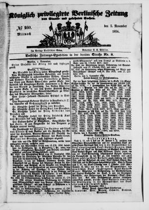 Königlich privilegirte Berlinische Zeitung von Staats- und gelehrten Sachen vom 05.11.1856