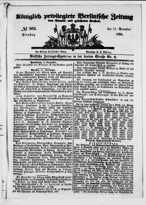 Königlich privilegirte Berlinische Zeitung von Staats- und gelehrten Sachen vom 11.11.1856