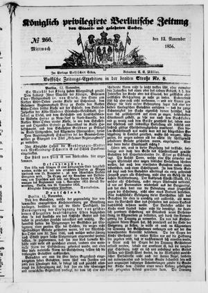 Königlich privilegirte Berlinische Zeitung von Staats- und gelehrten Sachen vom 12.11.1856