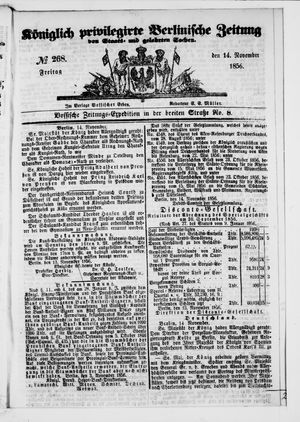 Königlich privilegirte Berlinische Zeitung von Staats- und gelehrten Sachen vom 14.11.1856