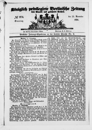 Königlich privilegirte Berlinische Zeitung von Staats- und gelehrten Sachen vom 23.11.1856