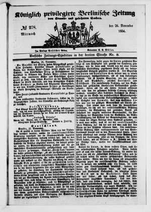 Königlich privilegirte Berlinische Zeitung von Staats- und gelehrten Sachen vom 26.11.1856