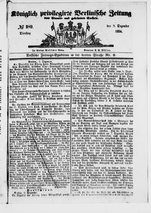 Königlich privilegirte Berlinische Zeitung von Staats- und gelehrten Sachen vom 09.12.1856