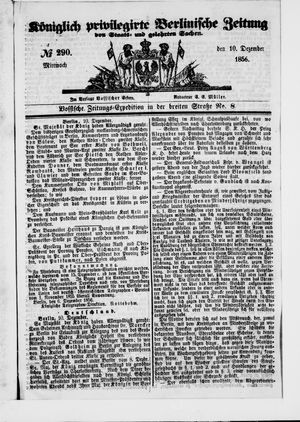 Königlich privilegirte Berlinische Zeitung von Staats- und gelehrten Sachen vom 10.12.1856