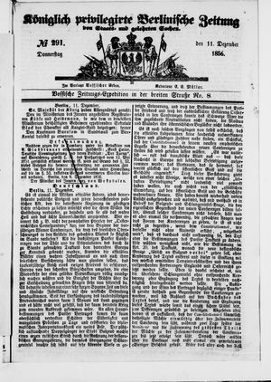 Königlich privilegirte Berlinische Zeitung von Staats- und gelehrten Sachen vom 11.12.1856
