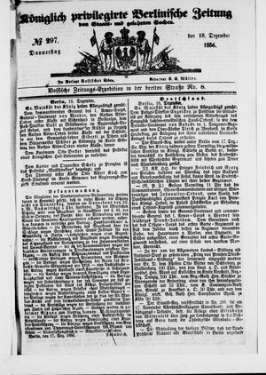 Königlich privilegirte Berlinische Zeitung von Staats- und gelehrten Sachen vom 18.12.1856