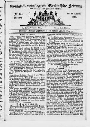 Königlich privilegirte Berlinische Zeitung von Staats- und gelehrten Sachen vom 23.12.1856
