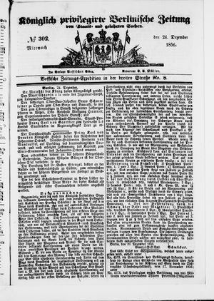 Königlich privilegirte Berlinische Zeitung von Staats- und gelehrten Sachen vom 24.12.1856