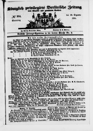 Königlich privilegirte Berlinische Zeitung von Staats- und gelehrten Sachen vom 28.12.1856