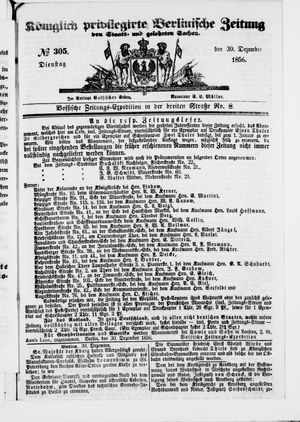Königlich privilegirte Berlinische Zeitung von Staats- und gelehrten Sachen vom 30.12.1856