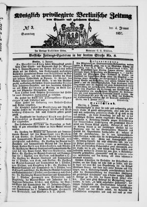 Königlich privilegirte Berlinische Zeitung von Staats- und gelehrten Sachen on Jan 4, 1857