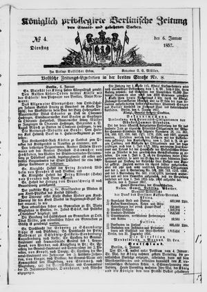 Königlich privilegirte Berlinische Zeitung von Staats- und gelehrten Sachen on Jan 6, 1857