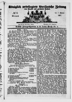 Königlich privilegirte Berlinische Zeitung von Staats- und gelehrten Sachen vom 07.01.1857
