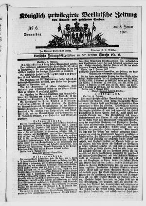 Königlich privilegirte Berlinische Zeitung von Staats- und gelehrten Sachen vom 08.01.1857