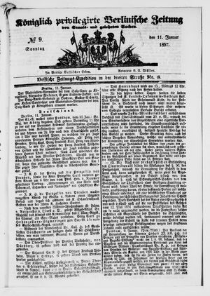 Königlich privilegirte Berlinische Zeitung von Staats- und gelehrten Sachen on Jan 11, 1857