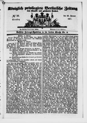 Königlich privilegirte Berlinische Zeitung von Staats- und gelehrten Sachen vom 20.01.1857