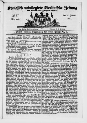 Königlich privilegirte Berlinische Zeitung von Staats- und gelehrten Sachen on Jan 21, 1857