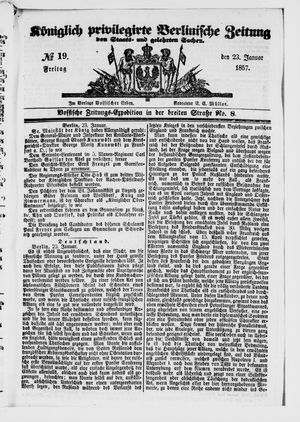 Königlich privilegirte Berlinische Zeitung von Staats- und gelehrten Sachen vom 23.01.1857